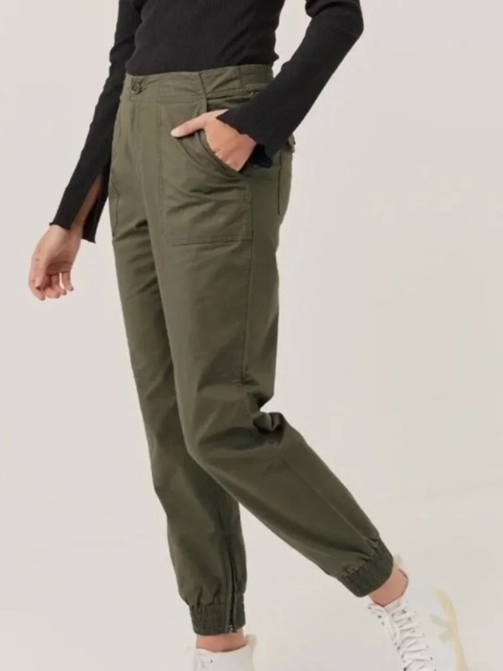 Pact Organic Cotton Twill Utility Jogger Pants Forest Green Women's L